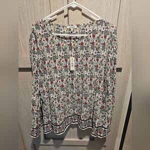 Womens Max Studio Floral Bell Sleeve Blouse NWT XL